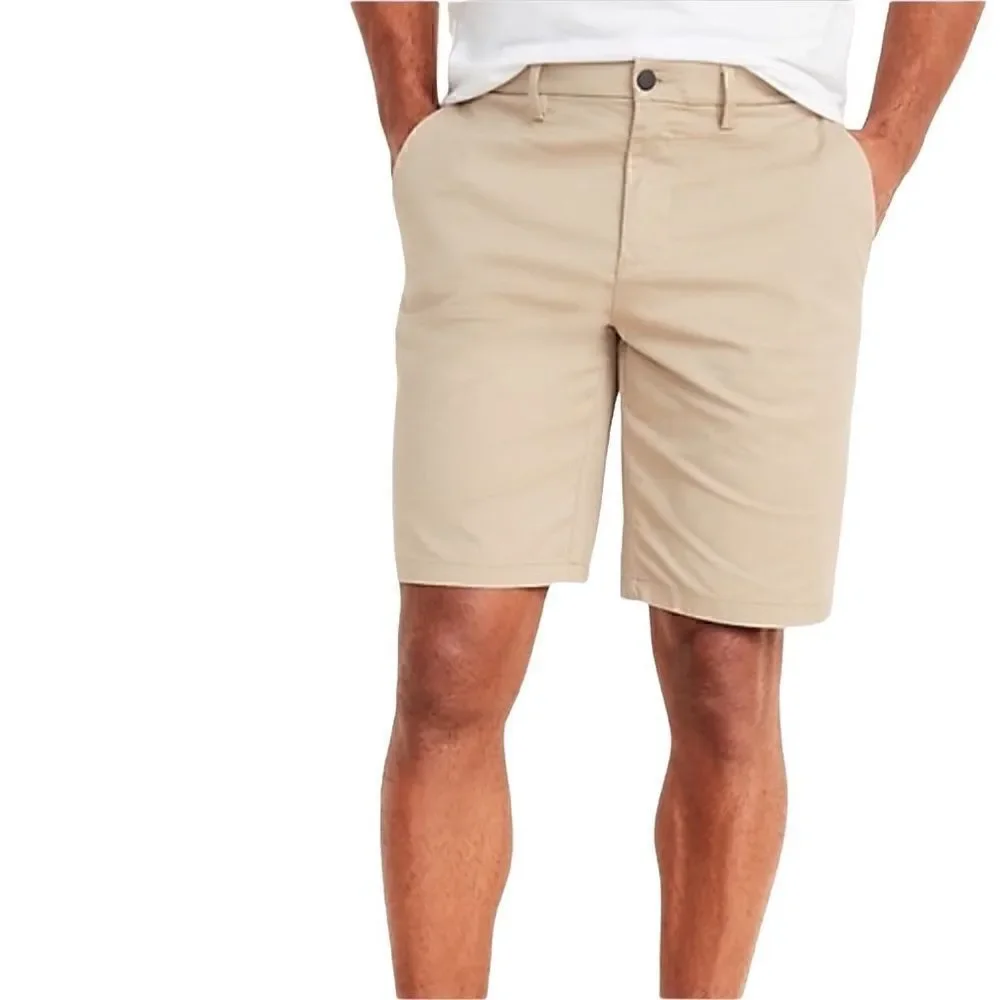 Old Navy- Men’s Flat Front Khaki Shorts Basswood, Brown Ultimate Slim, Size 38